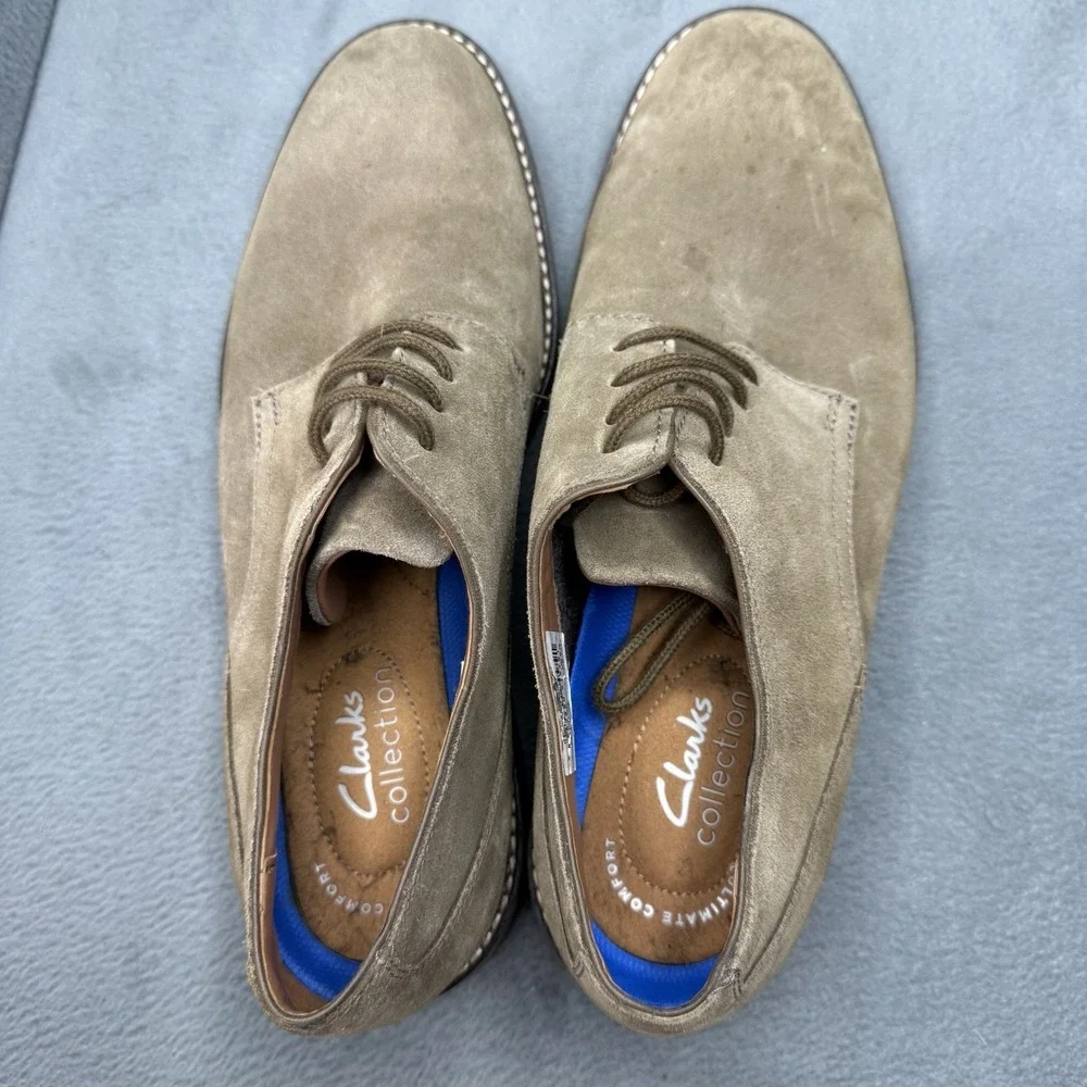 Clarks Collection Men's 10 M Olive Suede Lace Up Plain Toe Casual Shoes